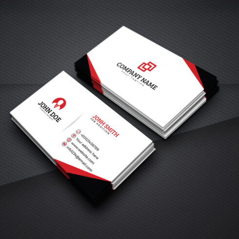 modern red and black business card template flat design 3