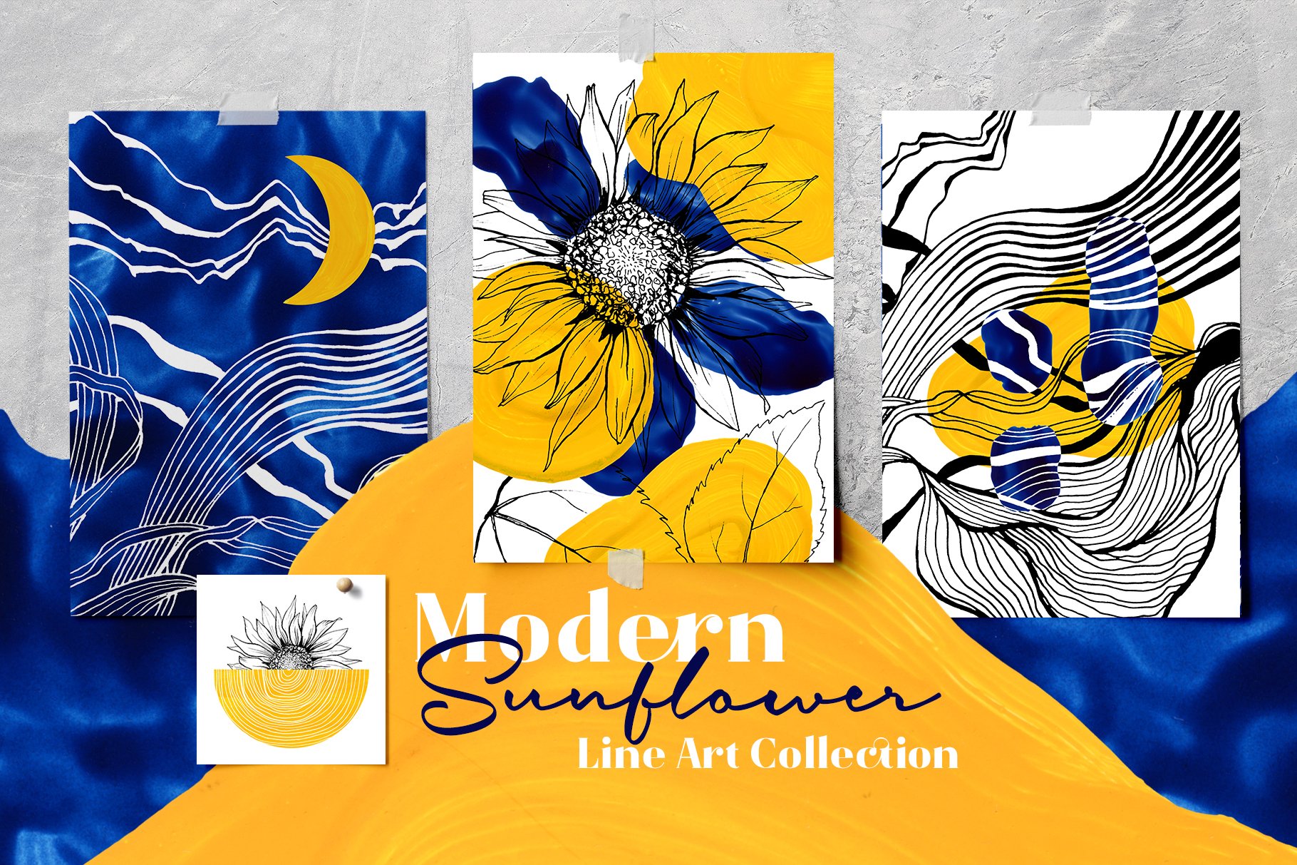 Modern Sunflower Line Art Collection.