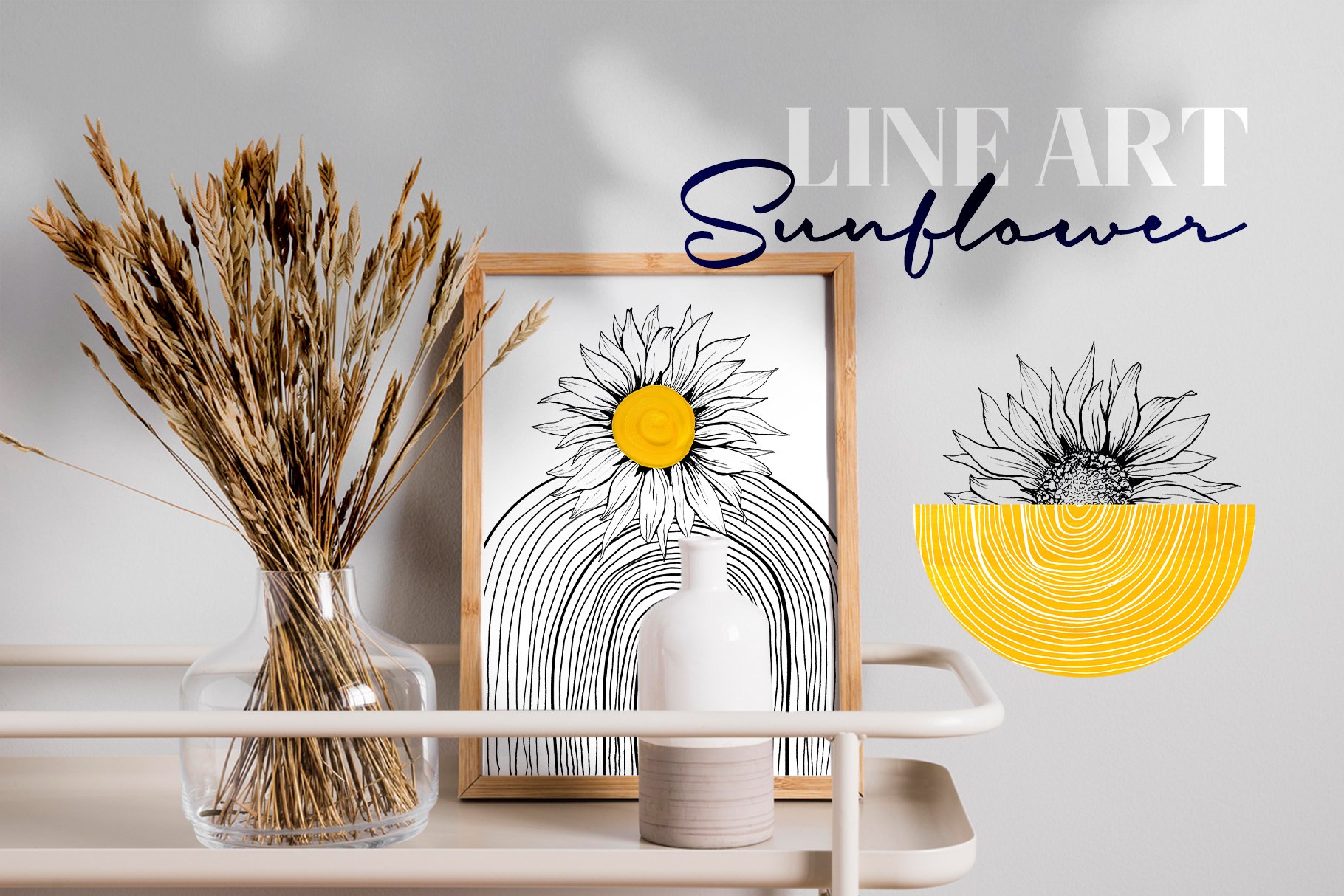 Modern Sunflower Line Art Collection.