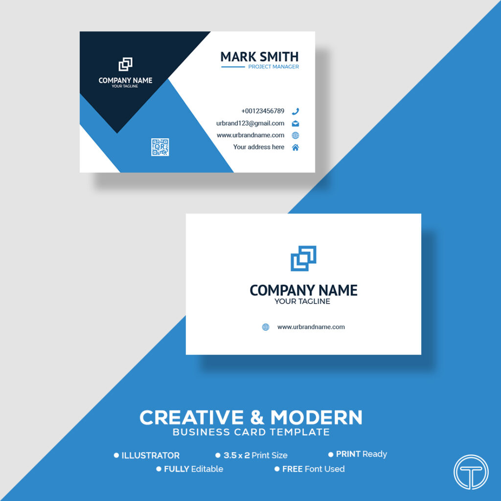 Navy Blue Editable Visiting Card Template Design - MasterBundles