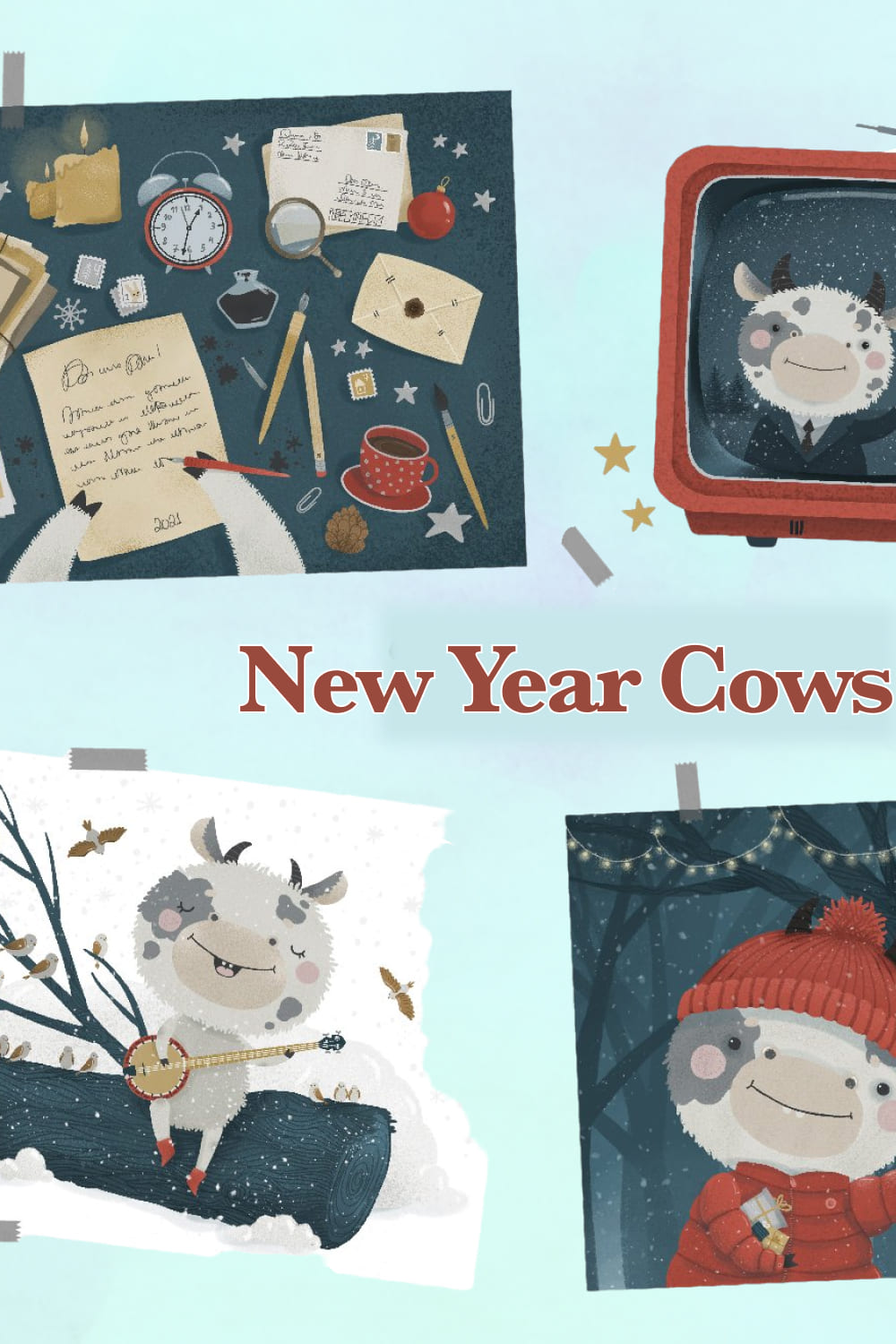 New Year Cows - Pinterest image preview.