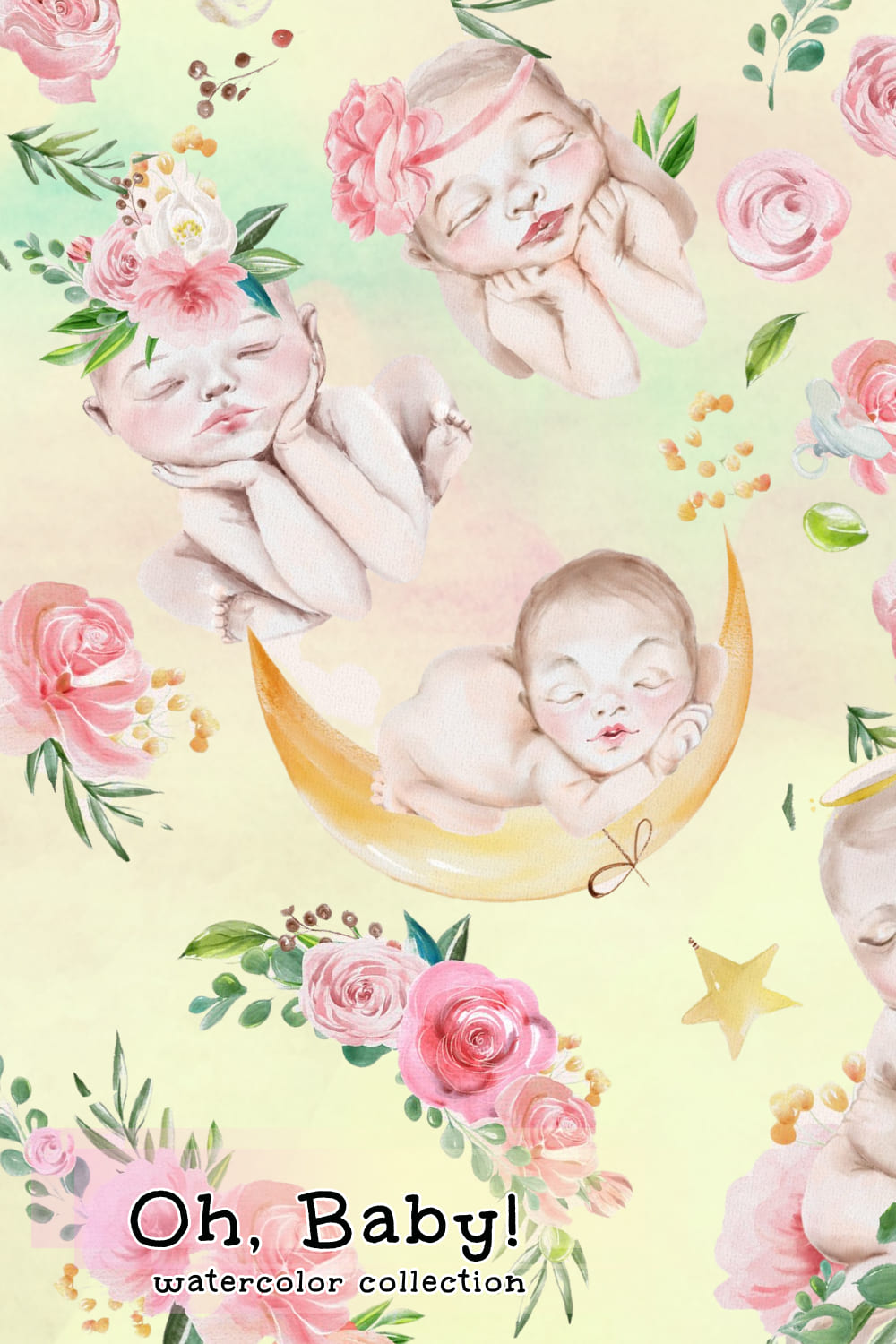 Oh, Baby! Watercolor Collection - Pinterest Image Preview.