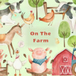 Watercolor Clipart Set with Farm animals.