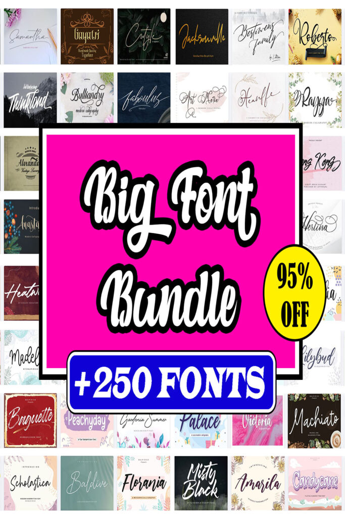 250 Font Bundle, cricut font, calligraphy font, embroidery font, script ...