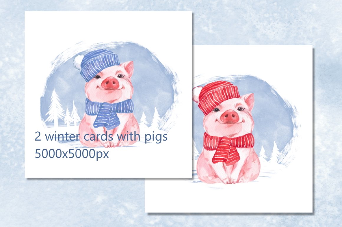 Pigs. Winter Set.