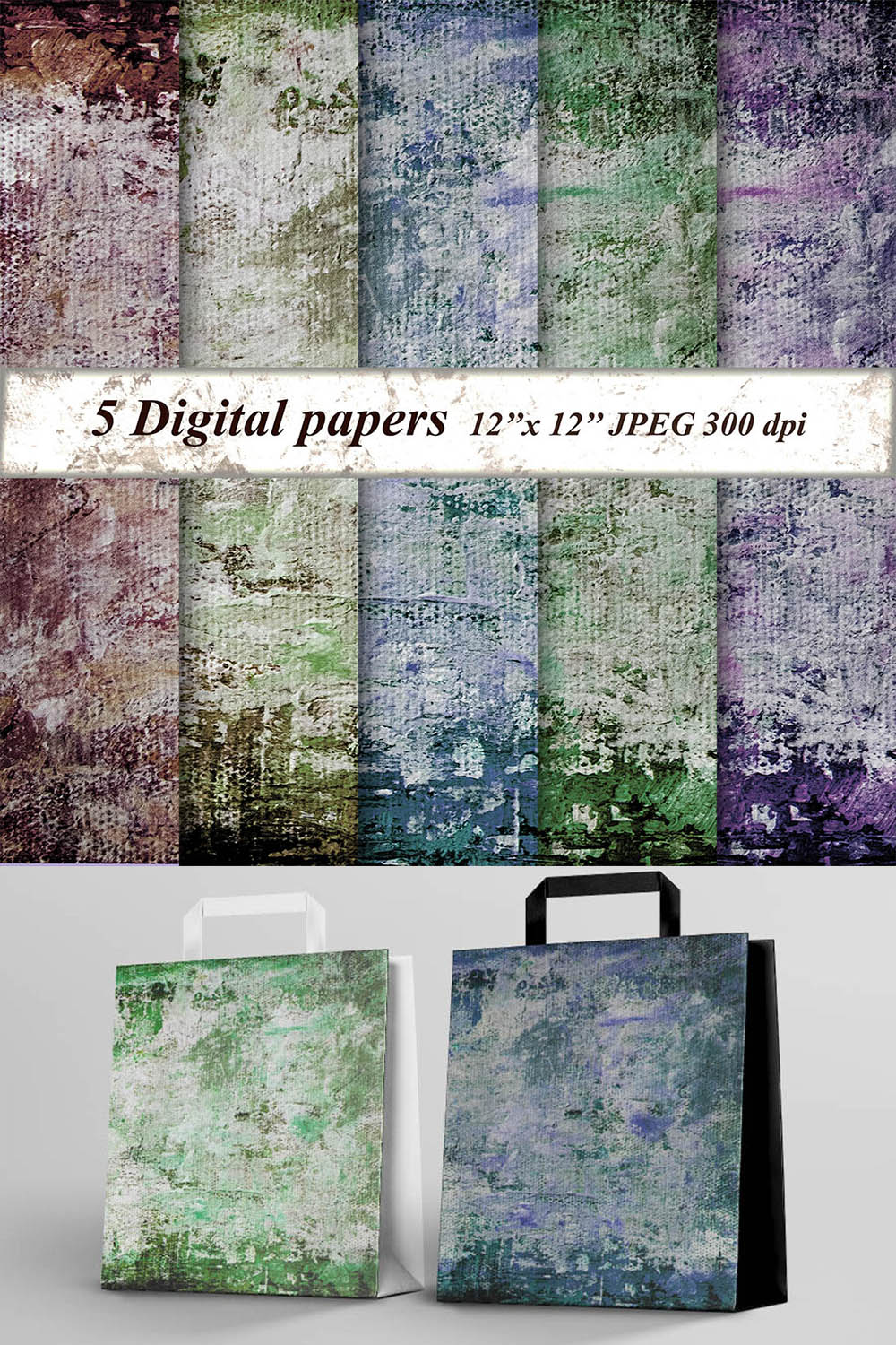 Digital Paper of natural oil painted canvas texture. In darkened natural colors, earthy colors.