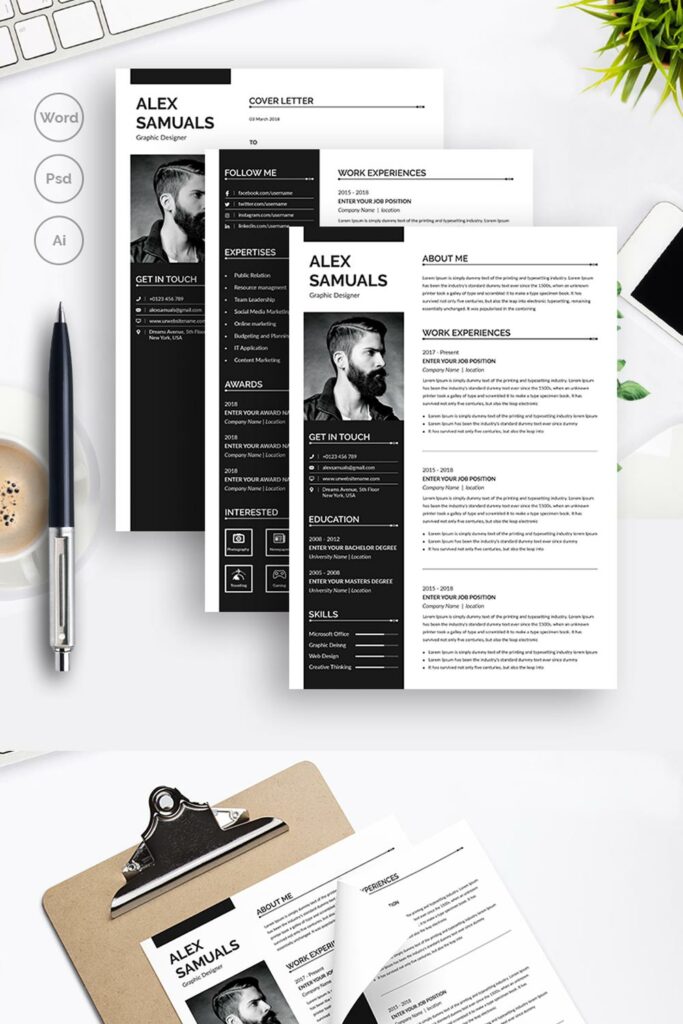 2 Page Resume Template With Cover Letter - MasterBundles