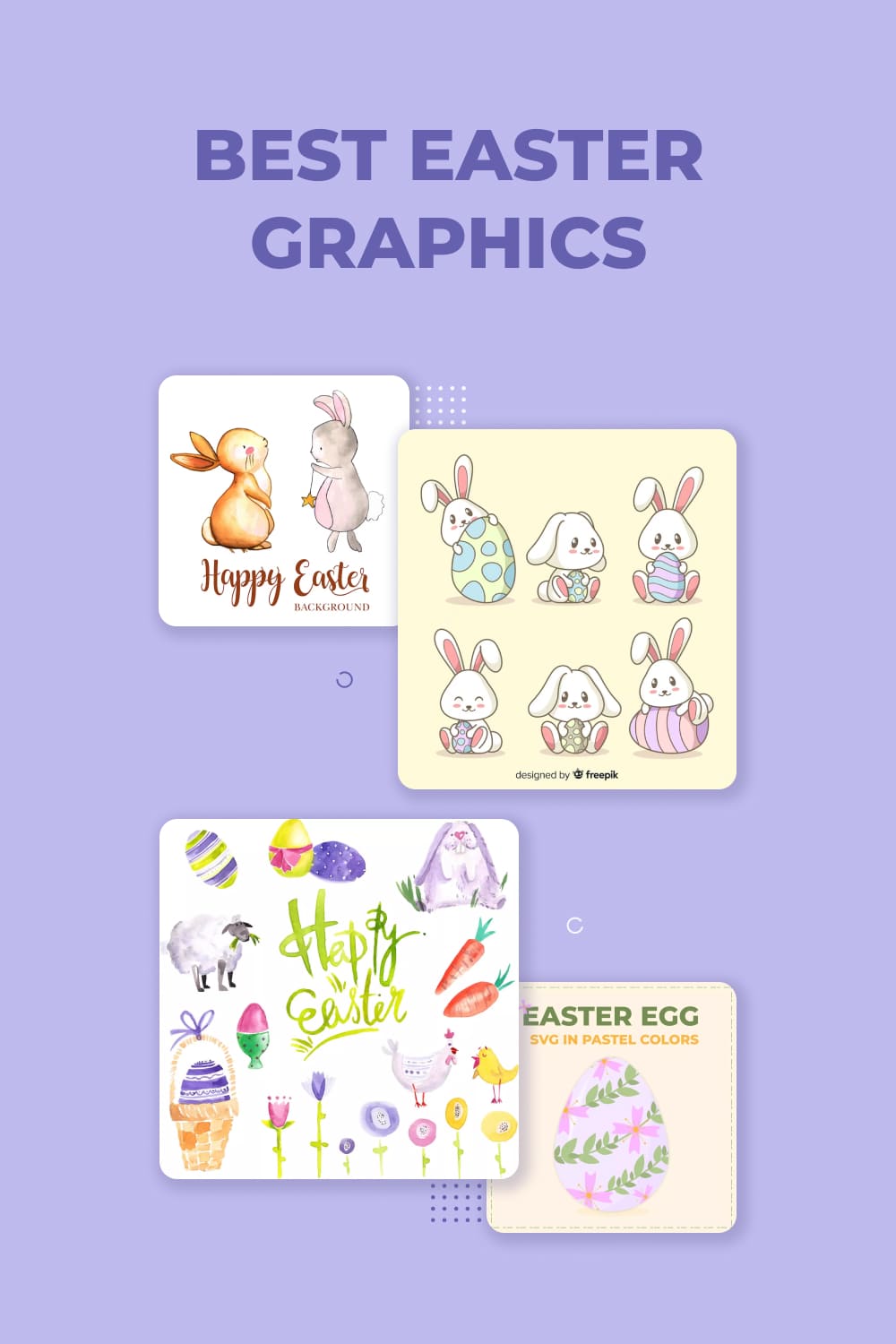 Set of easter cards with the words best easter graphics.