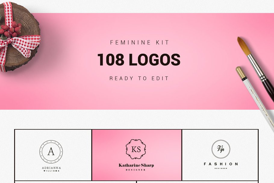 This template includes 108 logos which is ready to edit.