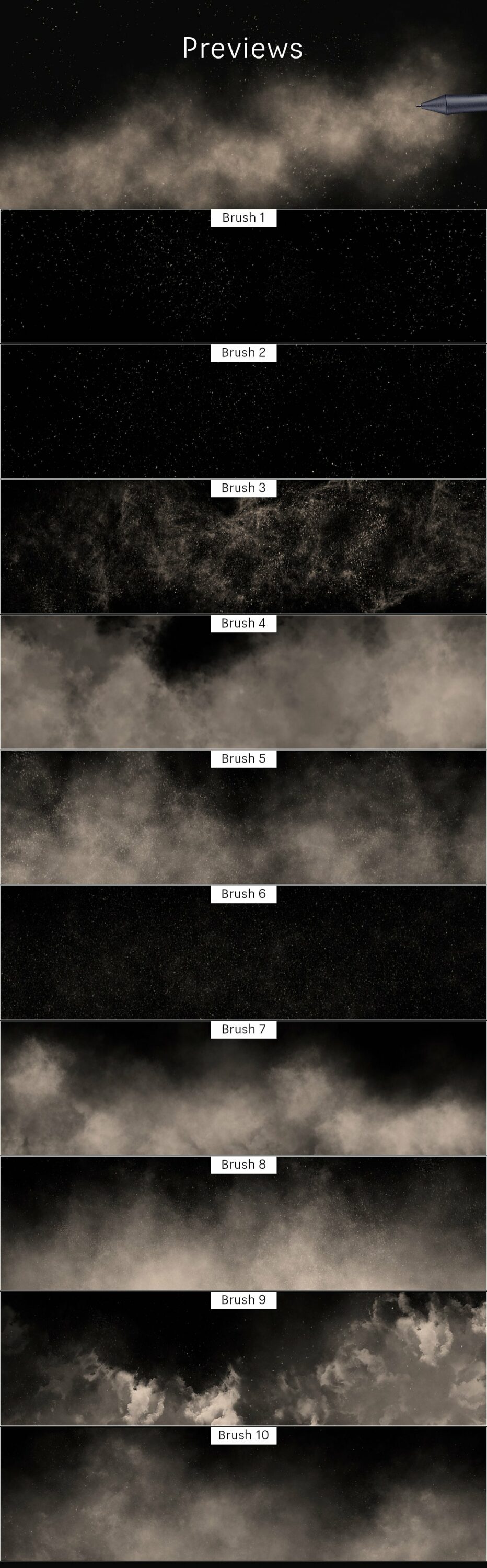 Different options of dark texture.