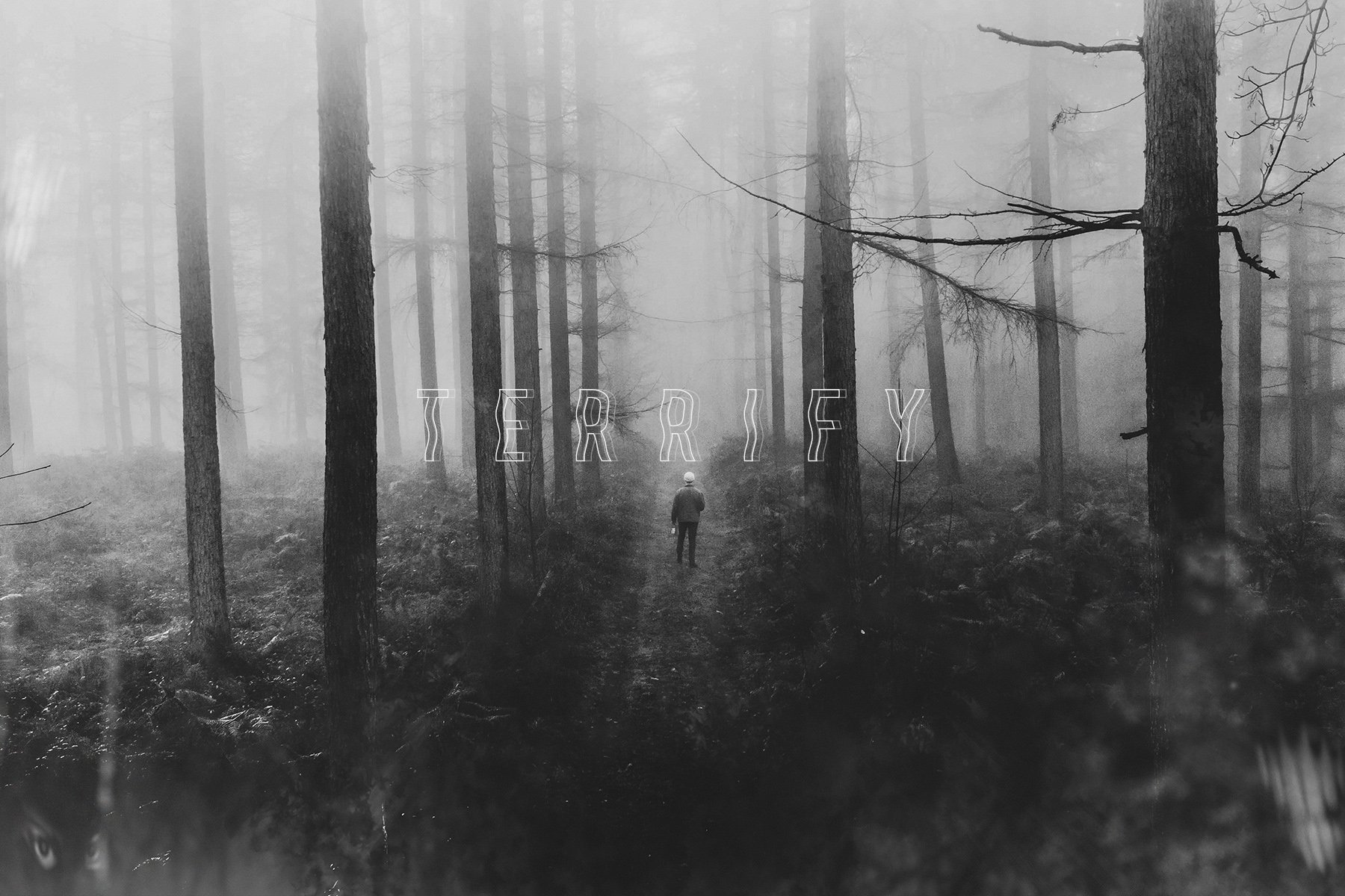Lonely man in the mystical forrest.