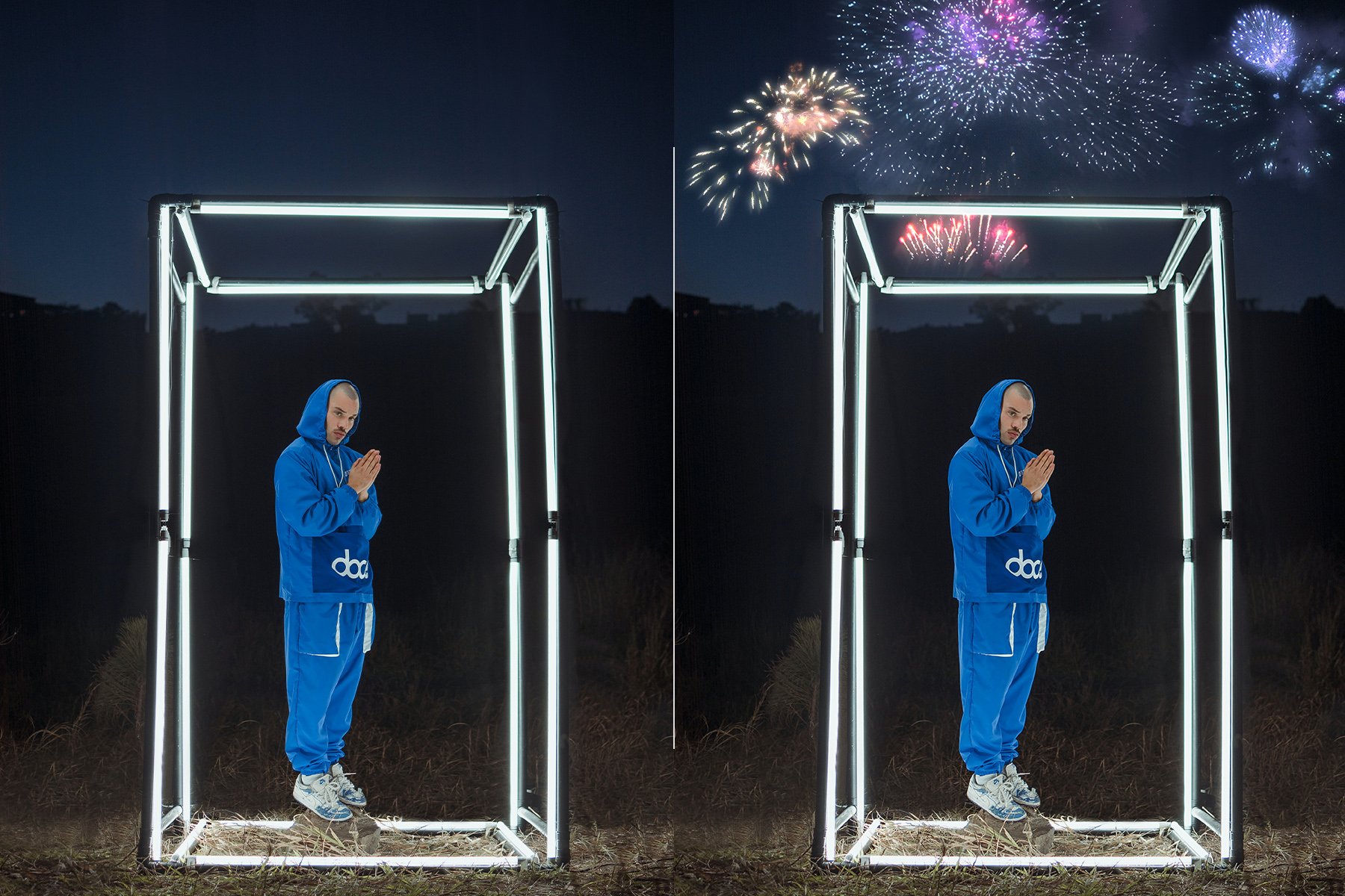 Art composition with fireworks.