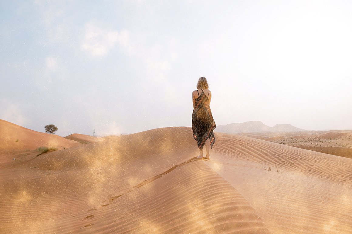 Lonely girl in the dessert.