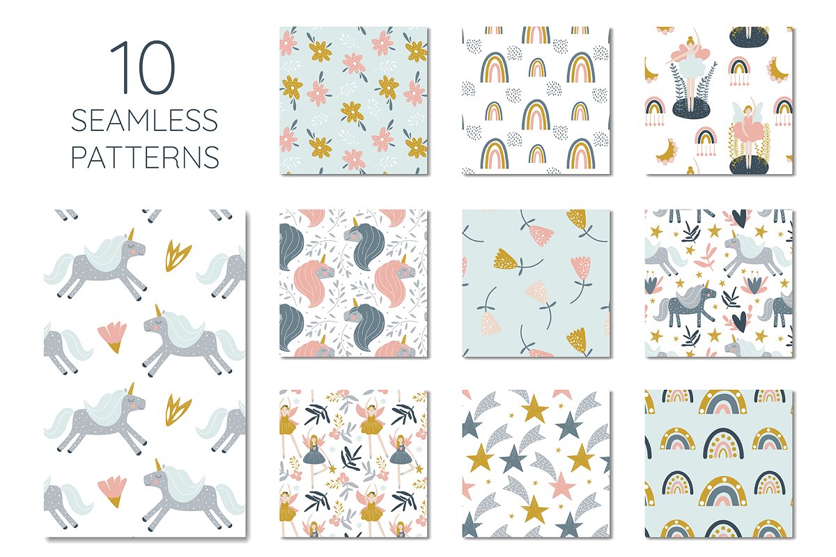 You will get 10 seamless patterns.