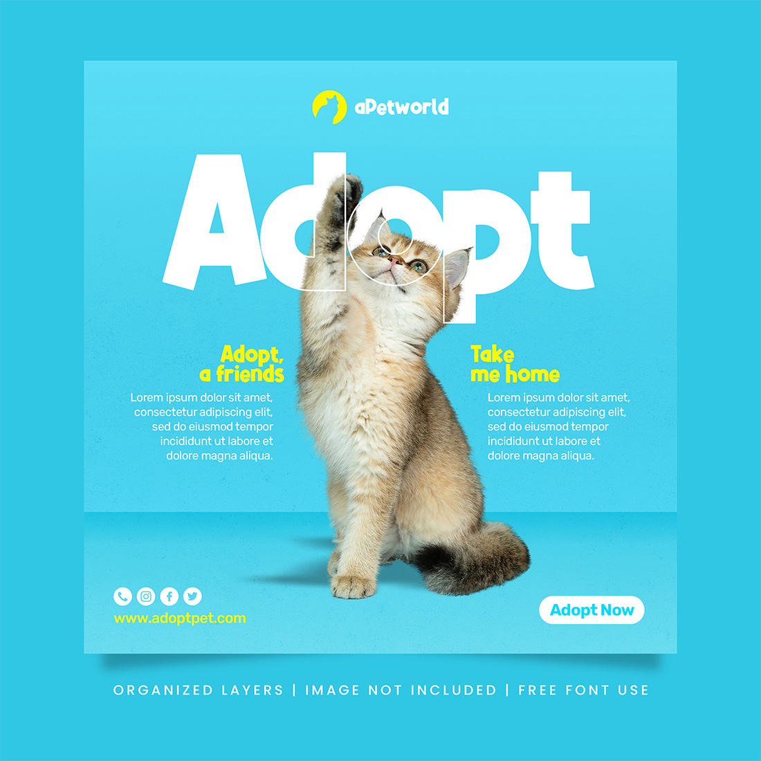 Adopt a pets promotion social media banner and instagram post