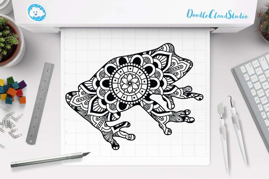 The main image preview of Frog Mandala SVG, Frog Clipart.
