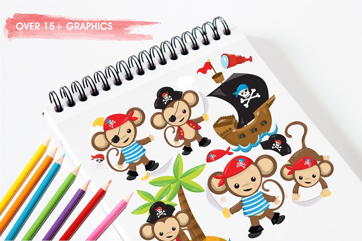 Monkey Pirates Illustration Pack.