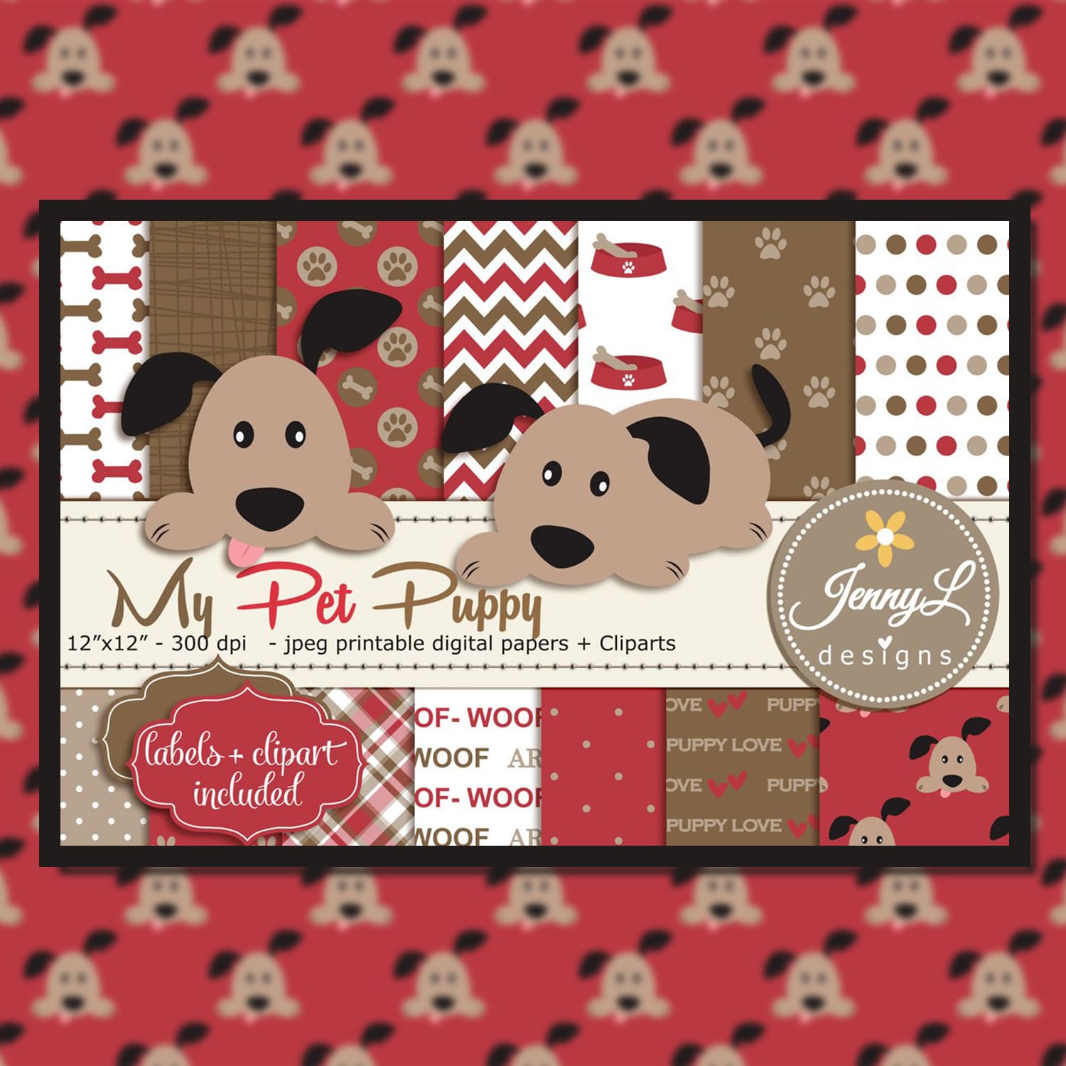 Puppy Dog Digital Papers cover.