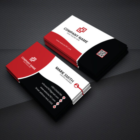 Red and Black Business Card, Modern Business Card Design Template ...