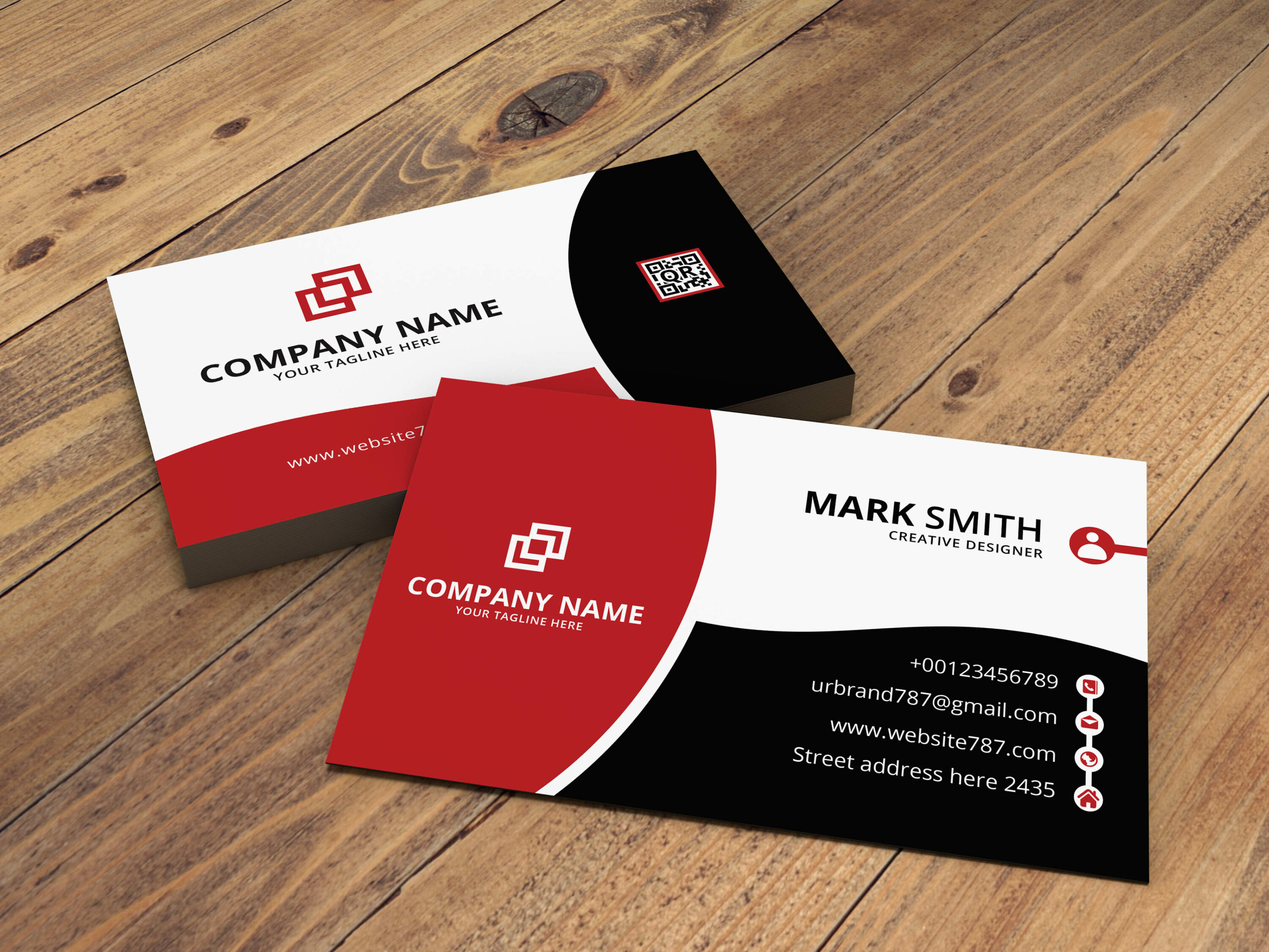 red and black business card modern business card 4