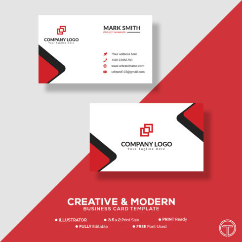red and black visiting card design template 1