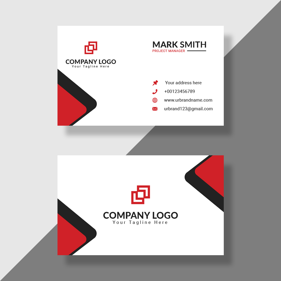 red and black visiting card design template 2