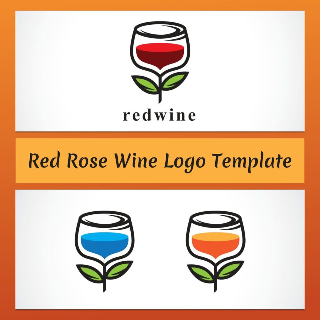 Red Rose Wine Logo Template MasterBundles