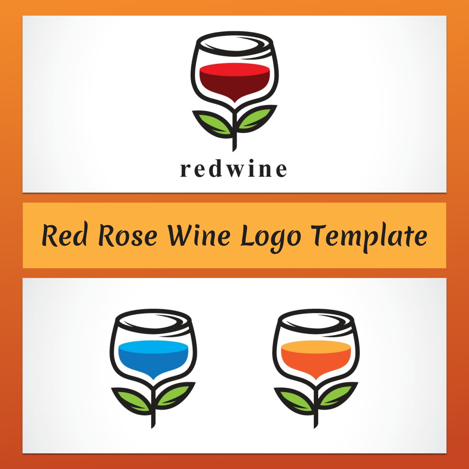 Red Rose Wine Logo Template.