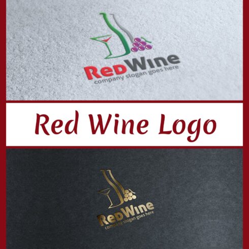 Red Wine logo is a glass of wine and a bottle logo image.