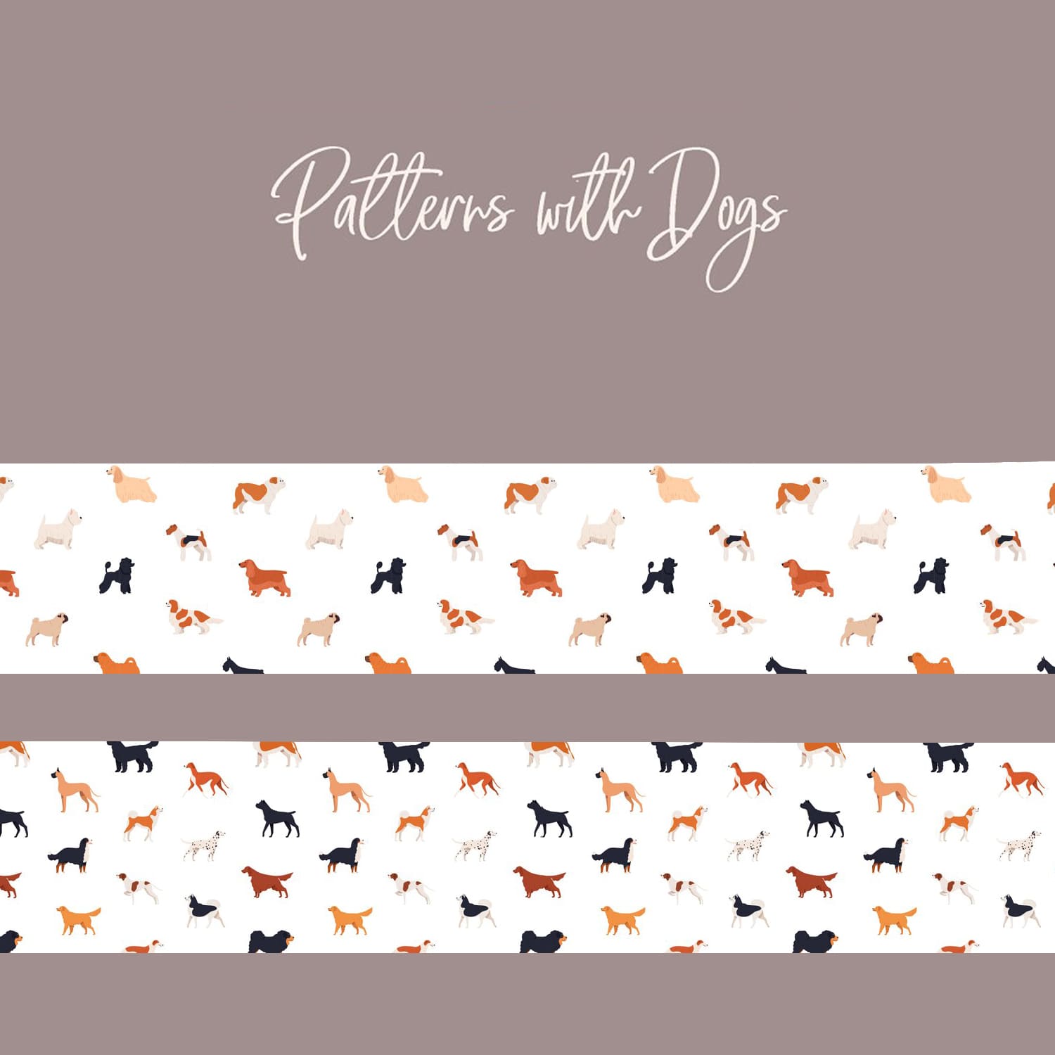 Seamless patterns with dogs cover.