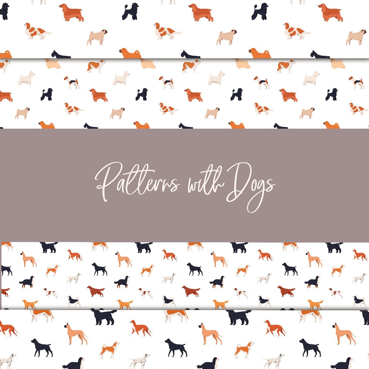 Seamless patterns with dogs.