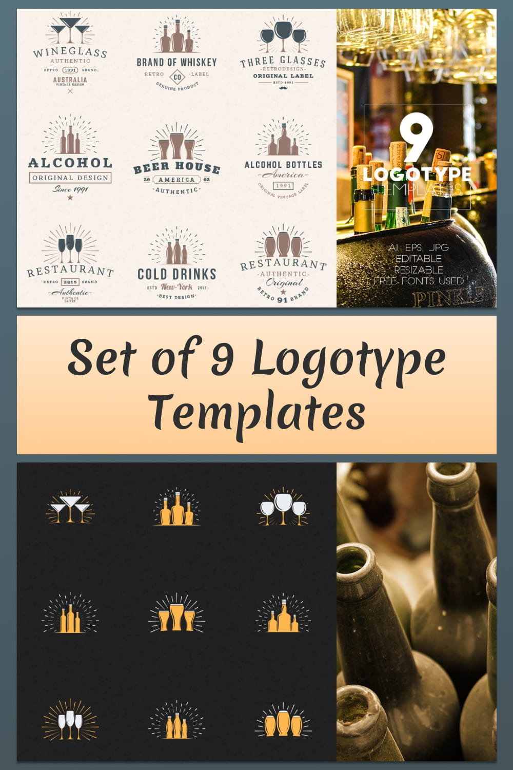 Set of 9 Logotype Templates - Pinterest Image Preview.