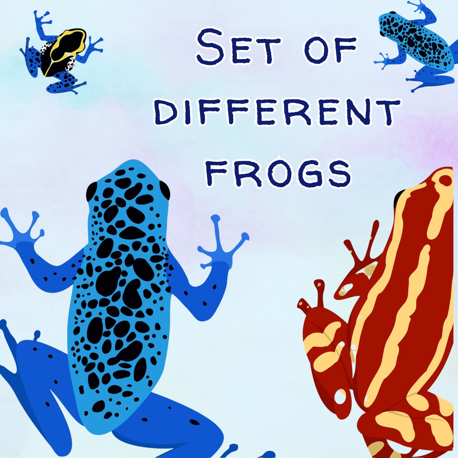 Vector illustration of frogs on a white background.
