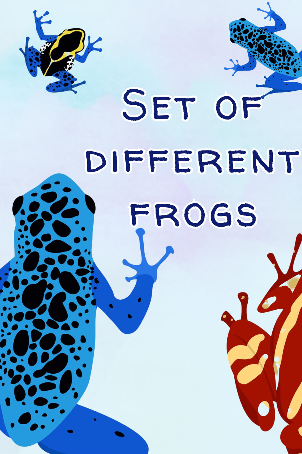 Set Of Different Frogs, Flat Design - Pinterest Image Preview.