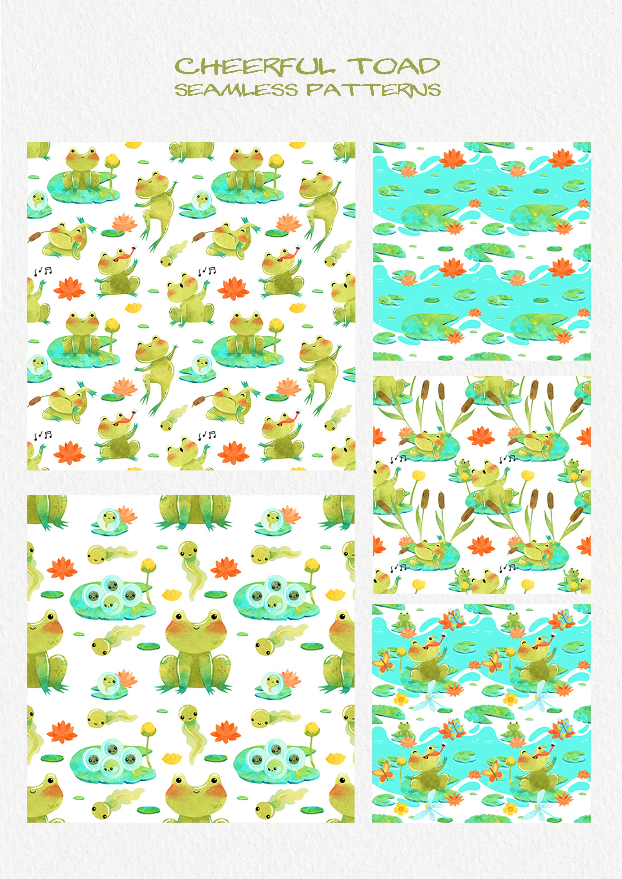 Cheerful Toad - Seamless Patterns.