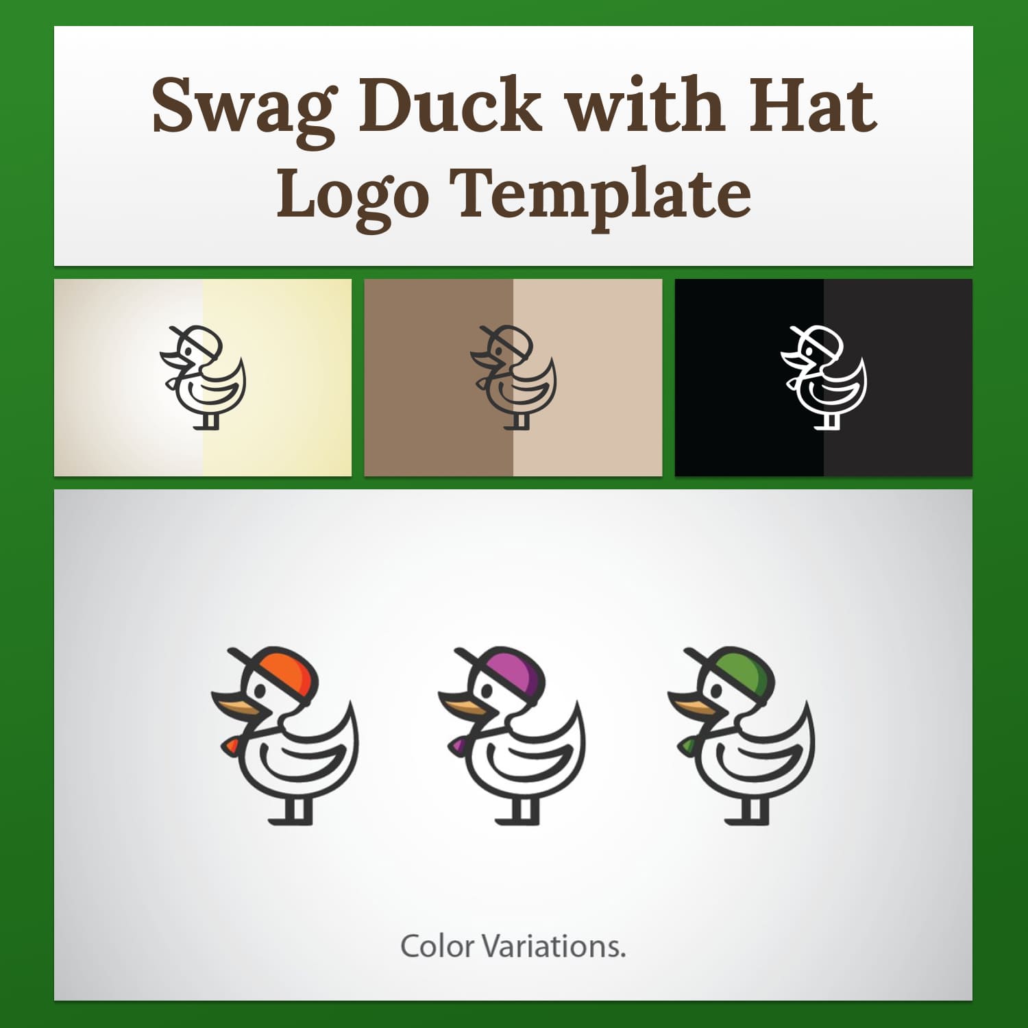 Swag Duck with Hat Logo Template.