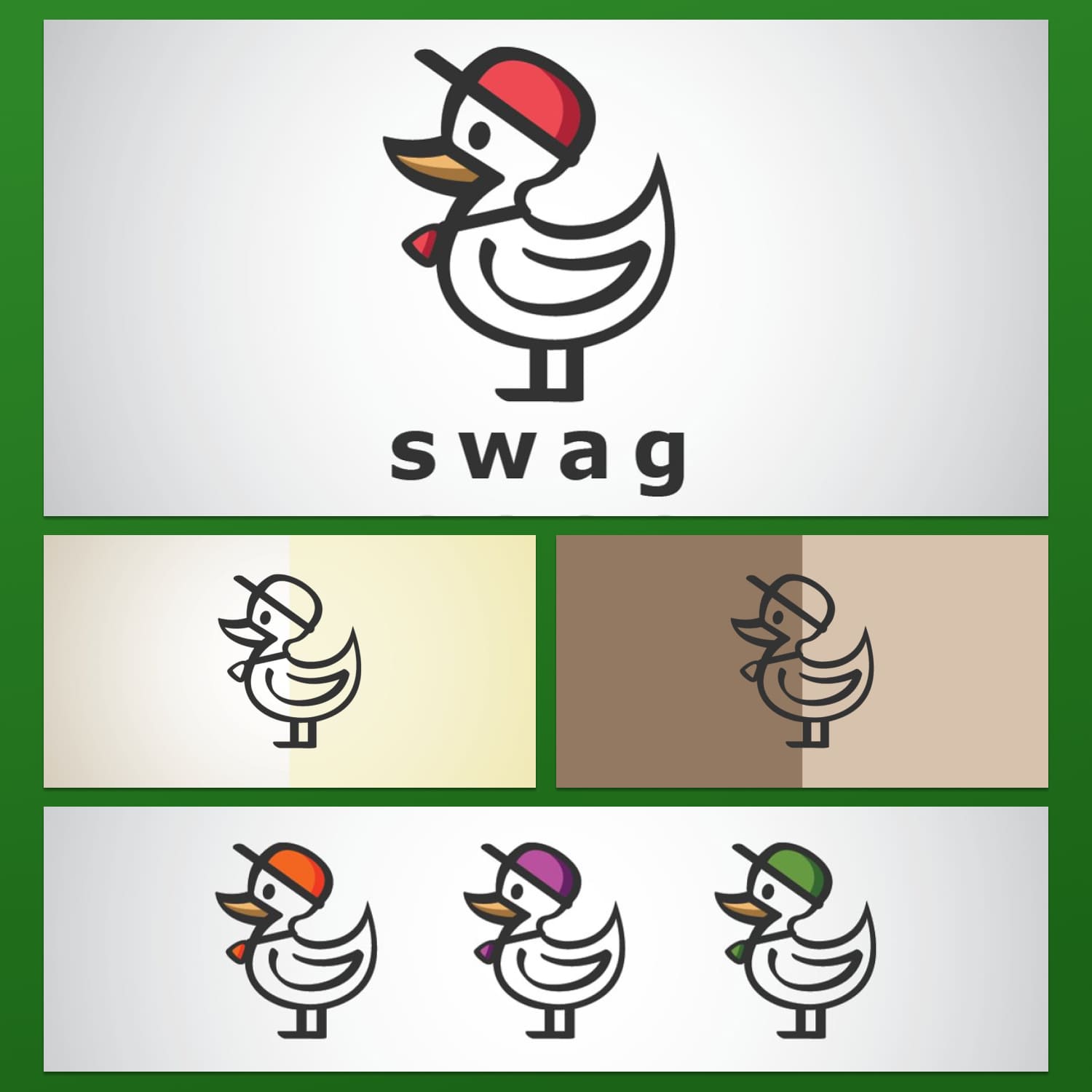 Swag Duck with Hat Logo Template cover.