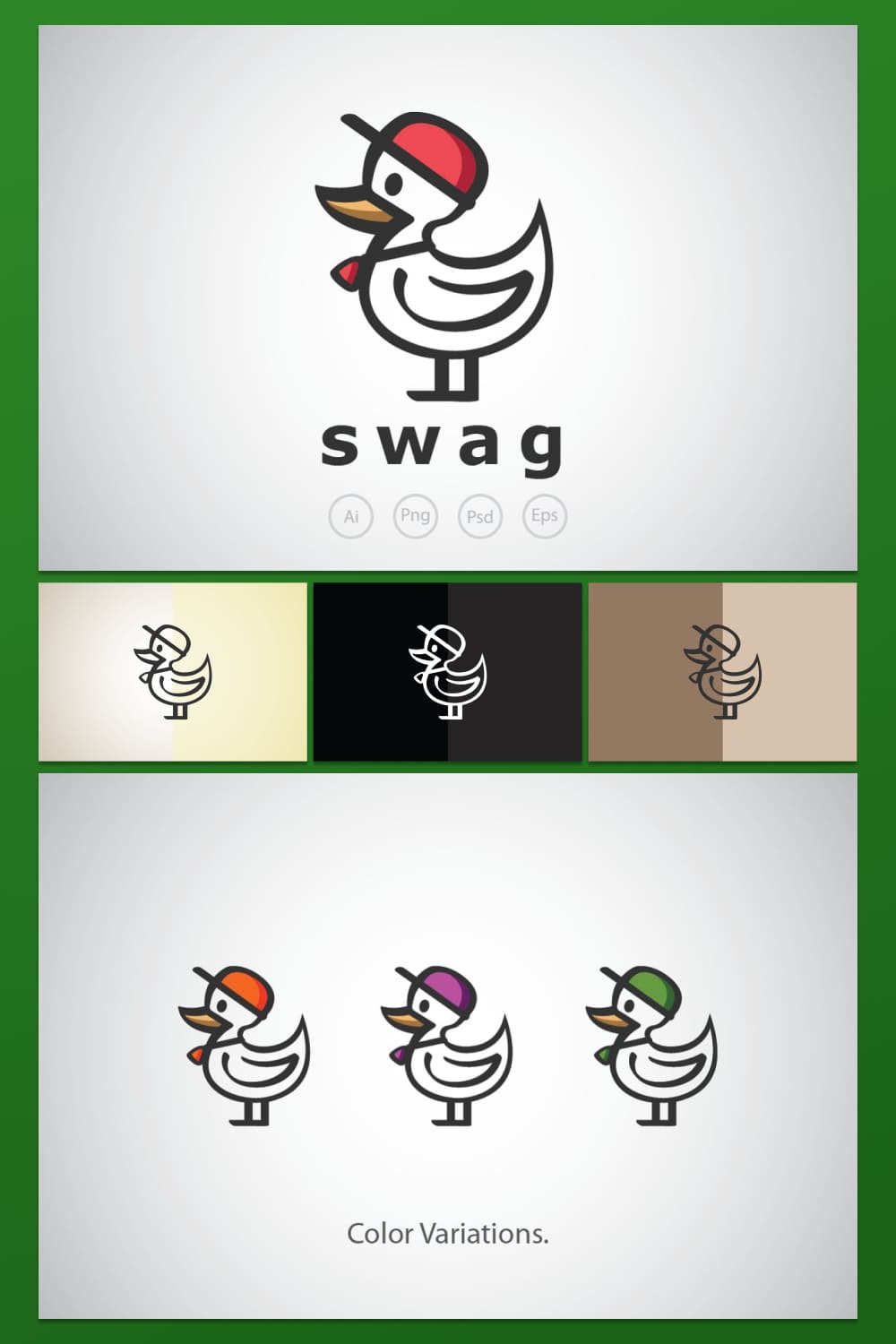 swag duck with hat logo template 07