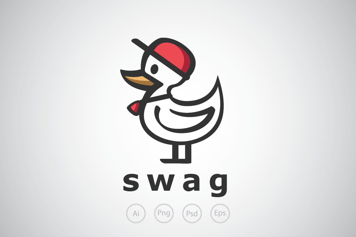 Swag Duck with Hat Logo Template.