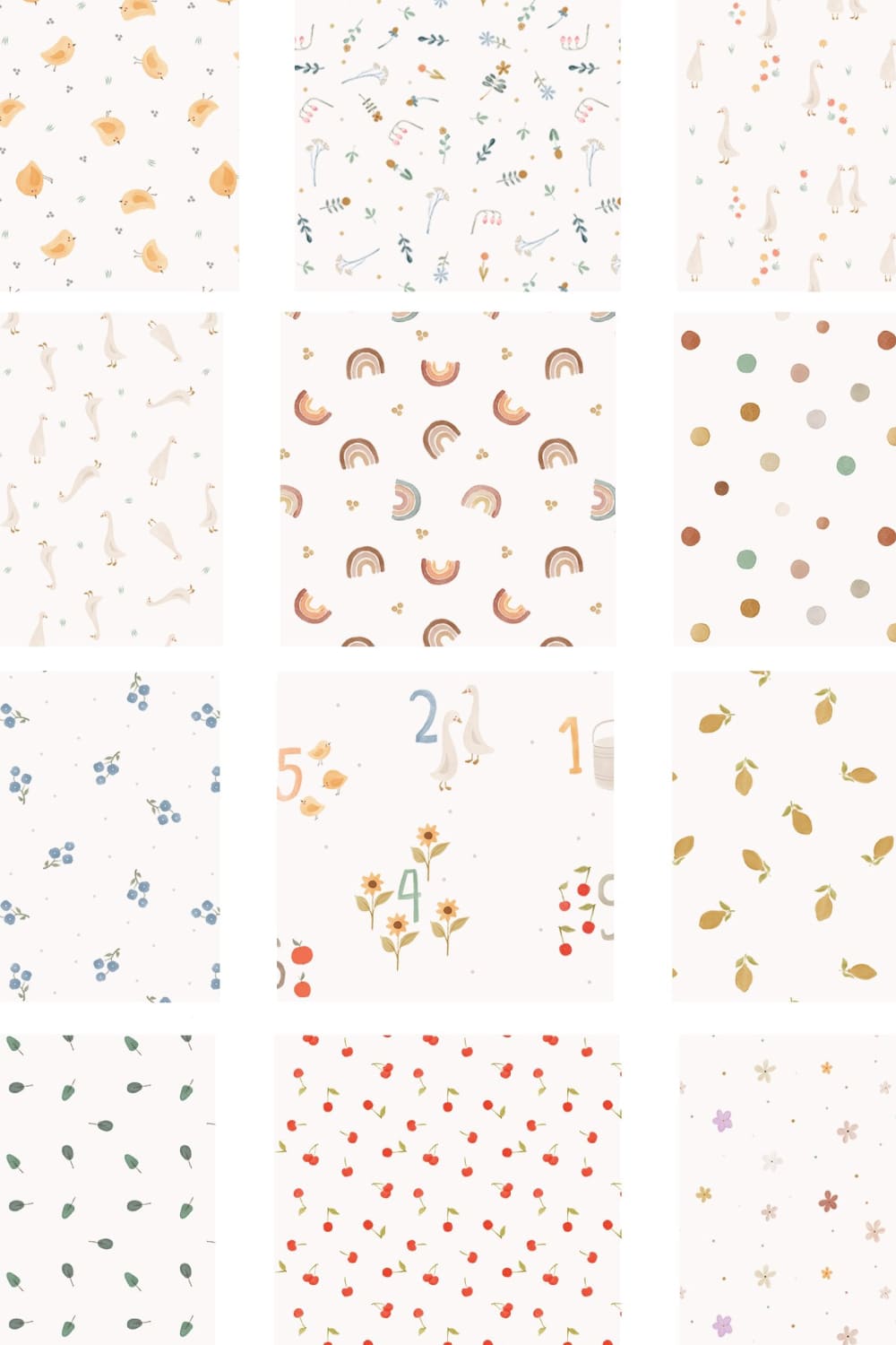 Versatile collection of cute illustrations, seamless patterns and pre-made posters.