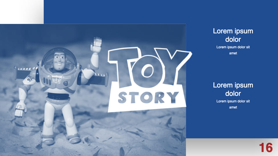 This is a cute slide with a boy and a Toy Story cartoon toy.
