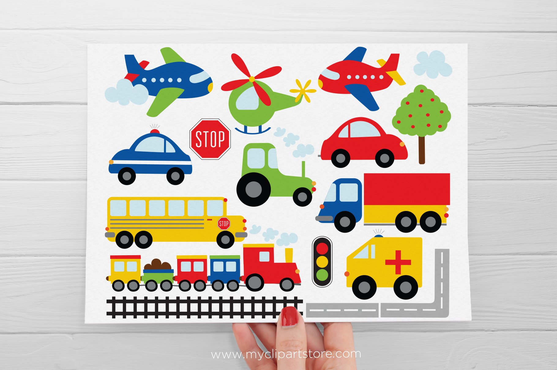 Trains, Planes & Trucks Clipart, SVG.