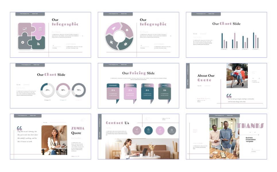Zumia - Business Presentation PowerPoint Template cover image.
