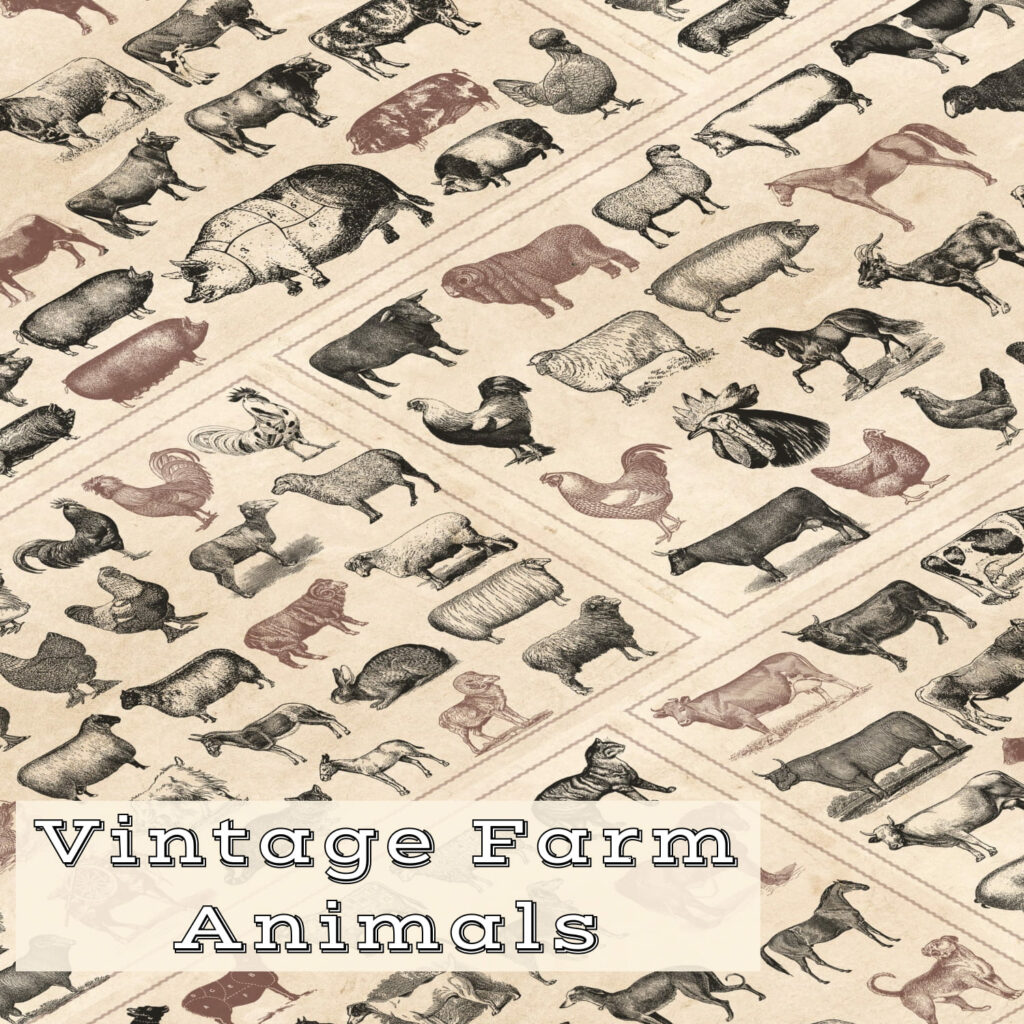 100 Vintage Farm Animals (Vector) MasterBundles