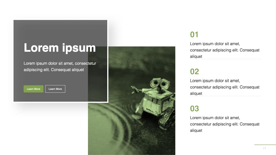 A modern slide with color and info changes on hover.