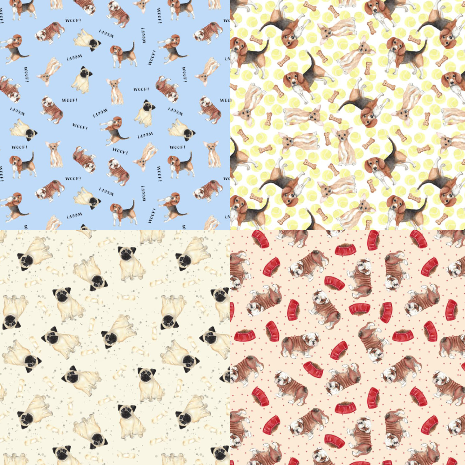 Watercolor Seamless Patterns - Dogs cover.