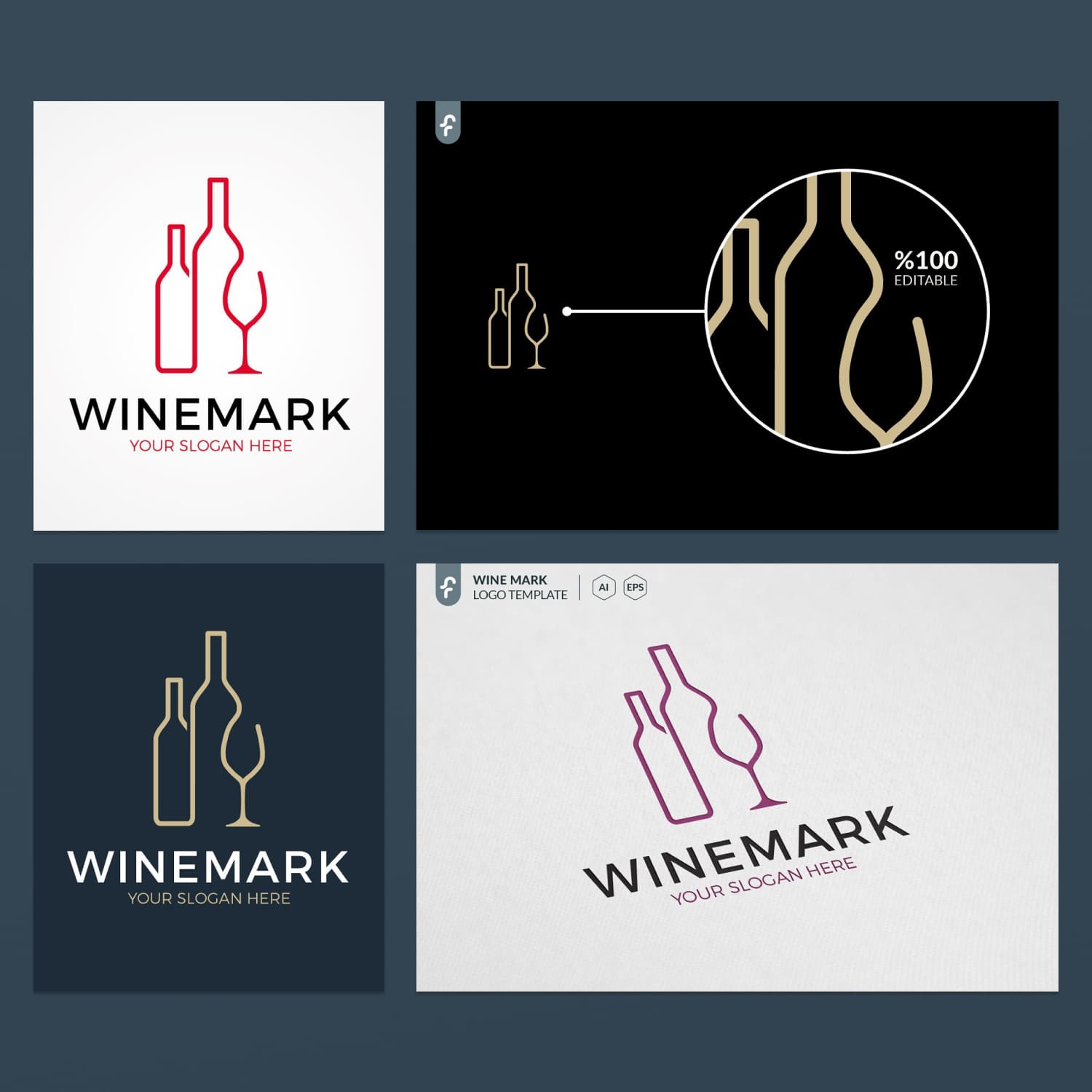 Wine Mark Logo is a minimalistic and modern logo.