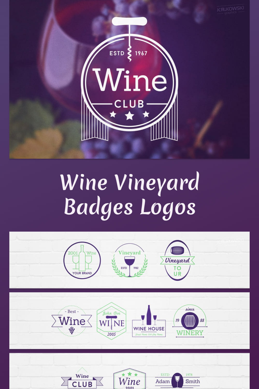 Wine Vineyard Badges Logos - Pinterest Image Preview.