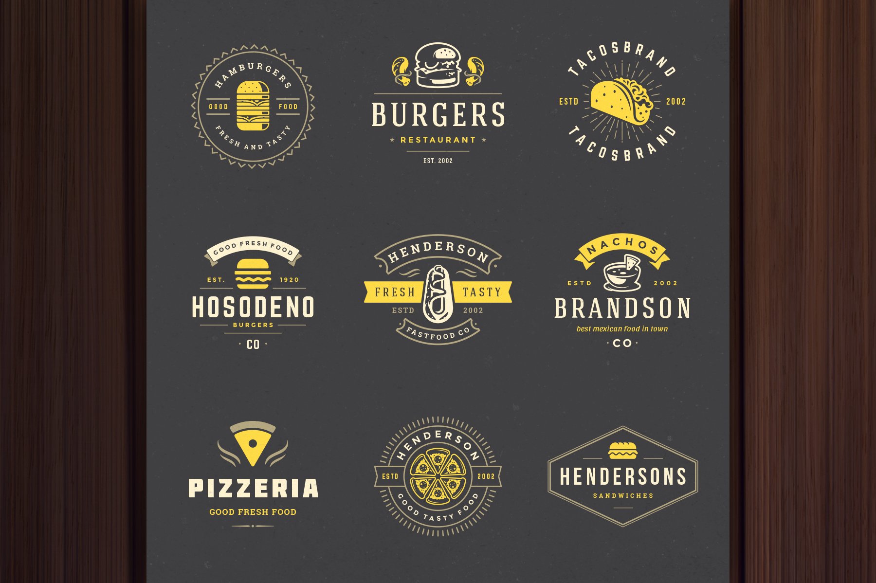Set of food logos.