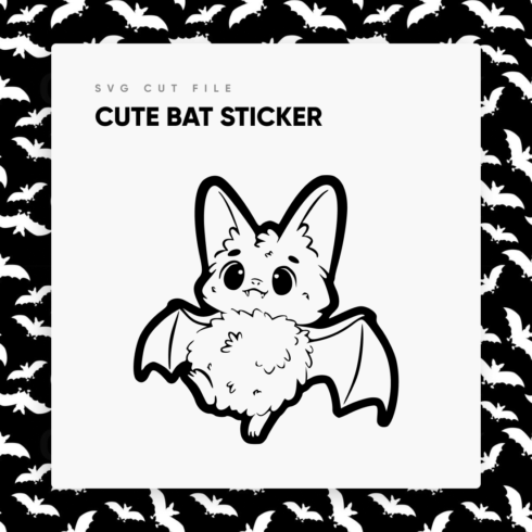 Black and white picture of a bat sticker.